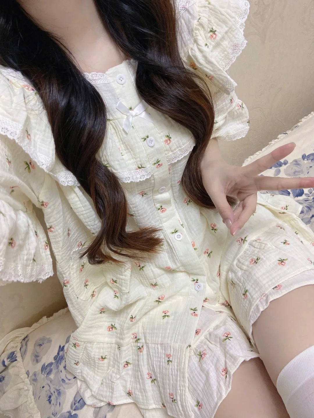 

Ночная сорочка из хлопка с цветочным принтом, с коротким рукавом, больших размеров, женская, летняя, домашний комплект, молодежная, 100% хлопок, круглый вырез, на пуговицах спереди