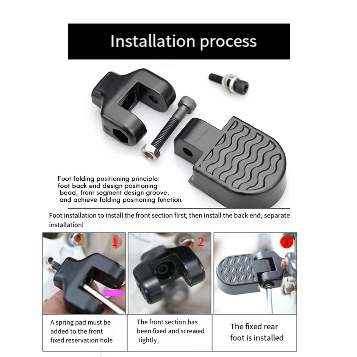 

T34C 1 Pair Mini Bicycle Rear Pedals Folding Foot Rest Bike Pegs Non-Slip Foot Pedal Rear Pedal Quick Release Pedals