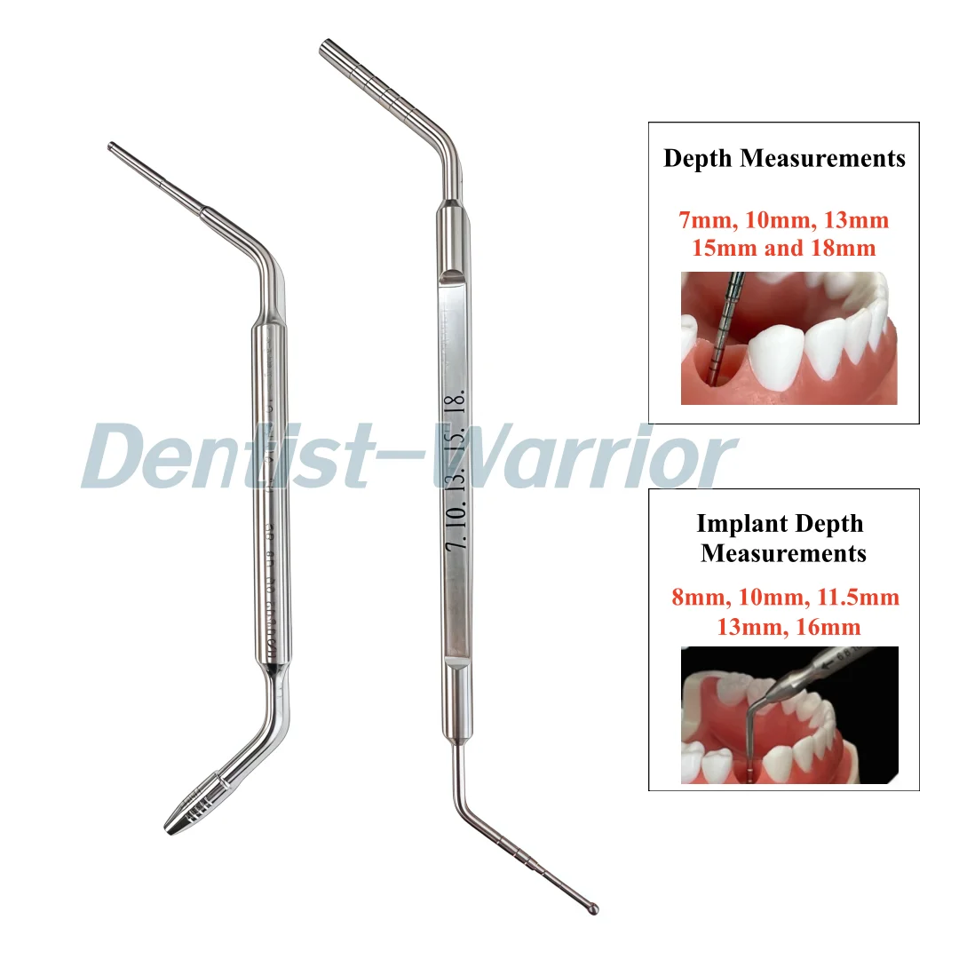 2Type Depth Probe Measuring Tool Dental Implant Drill Hole Gingiva Height Measuring Gauge