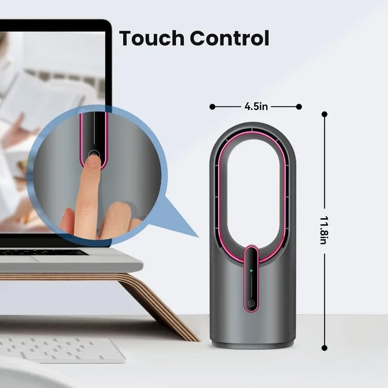 KONSIDEN Schreibtischventilator, flügelloser Ventilator, Geschwindigkeitseinstellung, Touch-Steuerung, leicht zu reinigende Schreibtischventilatoren, klein, leise