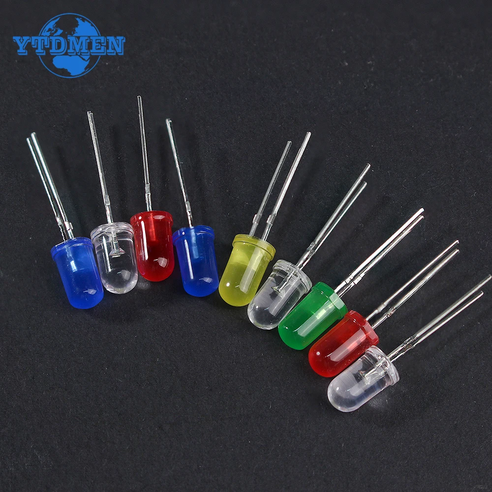 100PCS LED Diode Super Bright 3mm 5mm F3 F5 LED Emitting Assortment Set White Red Green Blue Yellow Orange DIY Electronic Kit