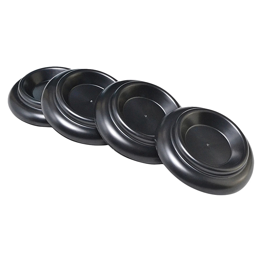 4 Pcs Round Black Plastic Piano Caster Cup Foot Pad for Upright Piano