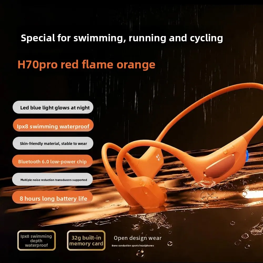 Bone conduction headphones, swimming headphones, waterproof H70PRO Bluetooth, stereo, noise reduction, sports H70PRO