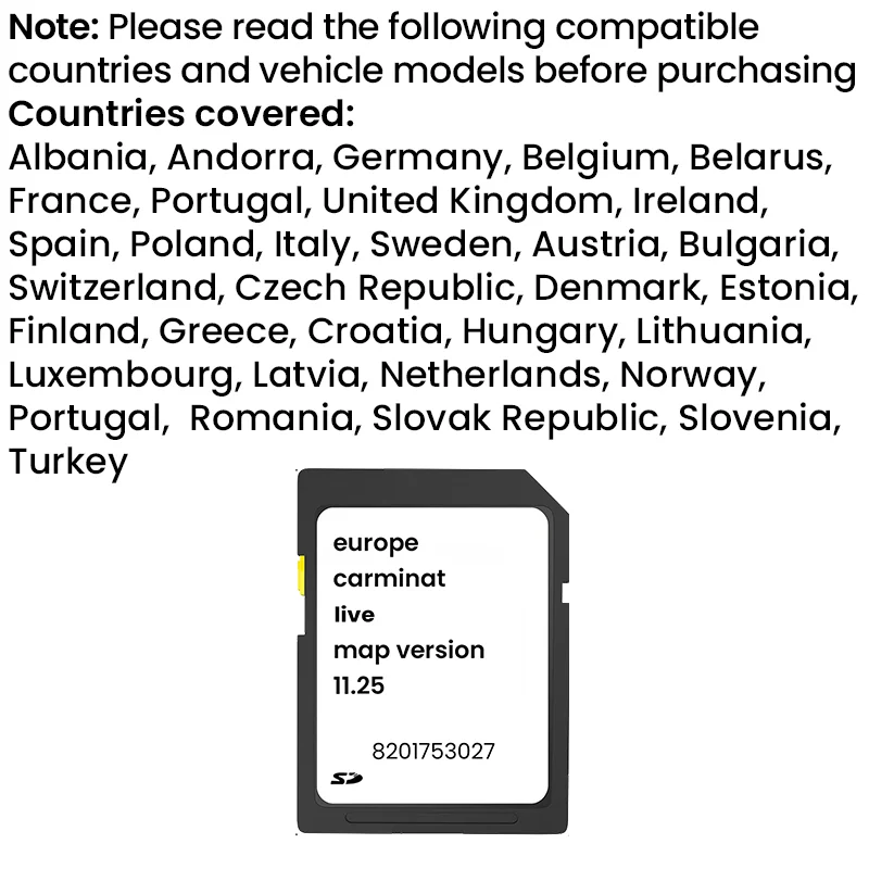 2025 NEW UPDATE MAP SAT NAV Card for RENAULT TOMTOM CARMINAT LIVE ver 11.25 2024/2025 SPEEDCAM NEW