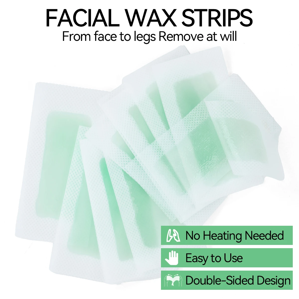 Disposable Aloe Hair Removal Wax Strips, Quick Peel-off Facial Wax Papers, Mild Low Irritation Formula, Painless Instant Hair Re