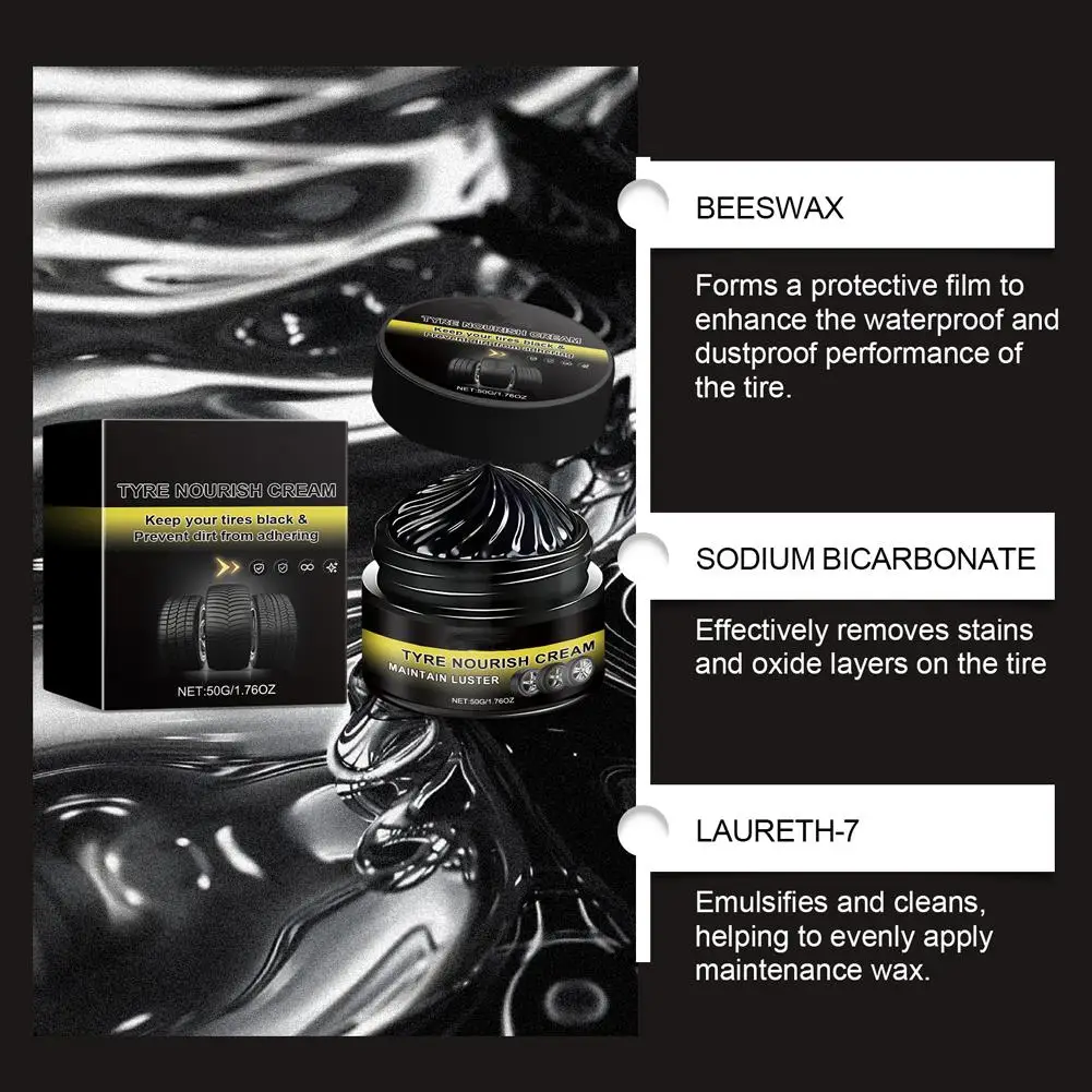 Cire de revêtement brillante pour pneus, Film de rechapage brillant pour pneus, scellant hydrophobe, cire longue durée, crème nourrissante pour pneus, Agent propre