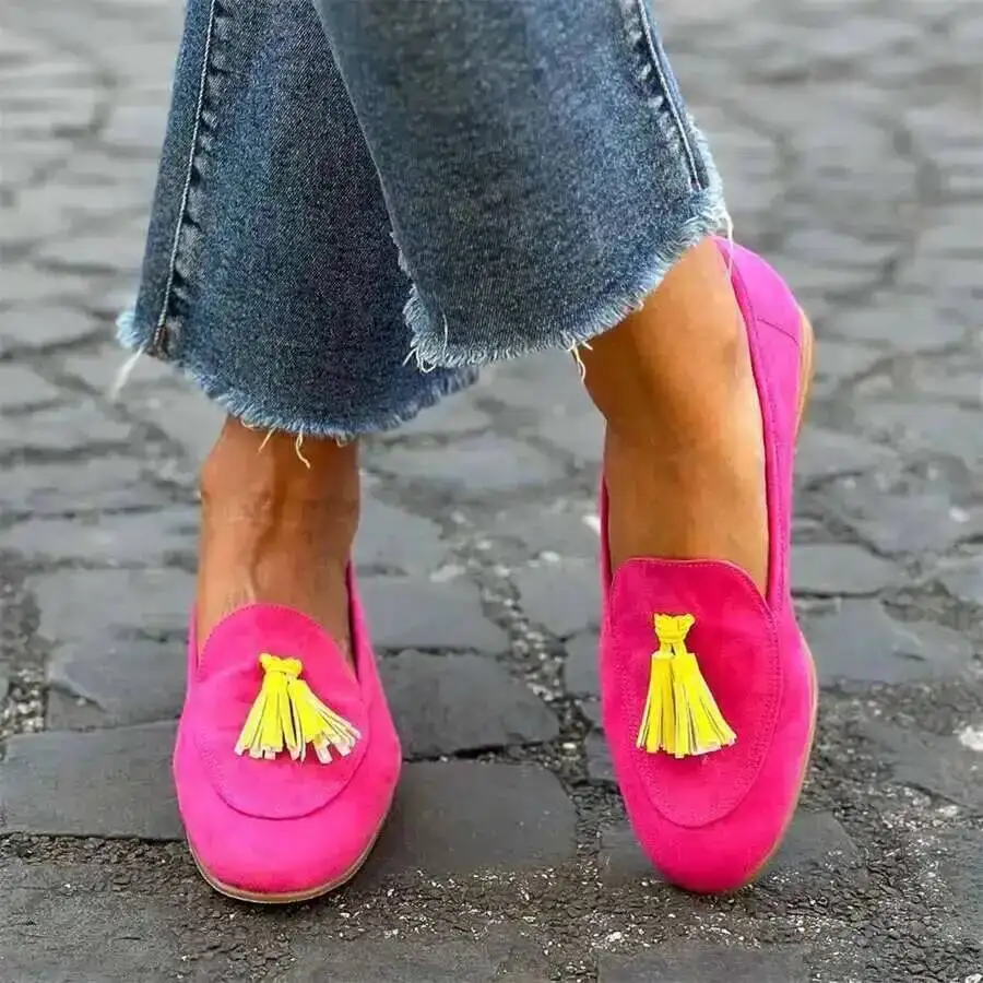 

Loafers Flat Heels Women Shoes Fashion Tassel Slip On Boat Shoes