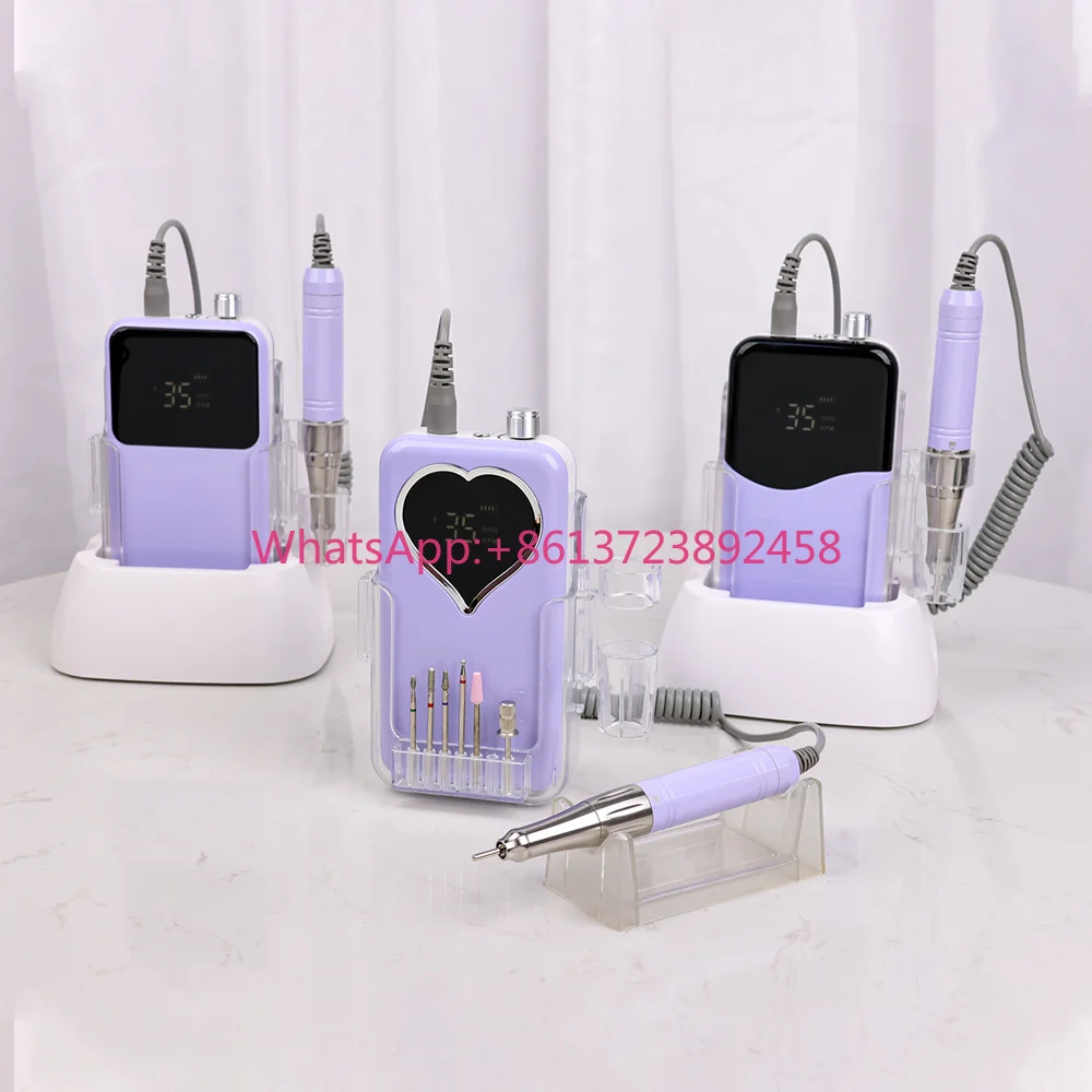2025 Professional 65W Nail Polish Drill Machine with Rechargeable Portable 35000RPM Acrylic Nail File for Pedicure Desktop-Use