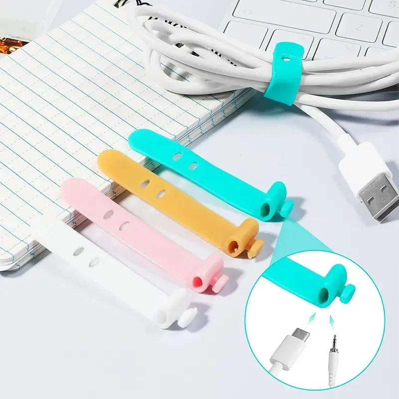 4/16PCS Silicone Cable Organizer Winder Straps Earphone Clip Charger Cord Organizer Management Wire Cord Fixer Holder Cable Tie
