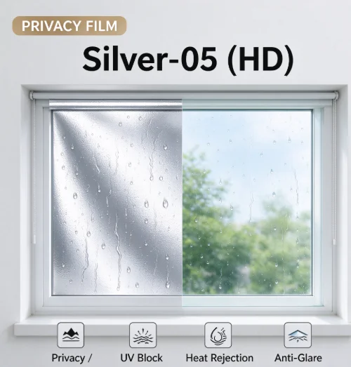 One Way Vision Silver 05 HD PET Window Film Roll Privacy Glass Tint Anti UV Heat Insulation DIY Apply For Home Office Car Glass