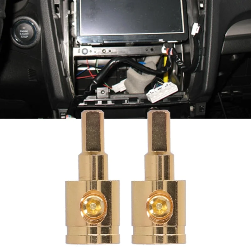 2pcs 0GA Wire Reducer Terminal Connector Pure Copper Gold Plated For Car Audio Amplifier Modification