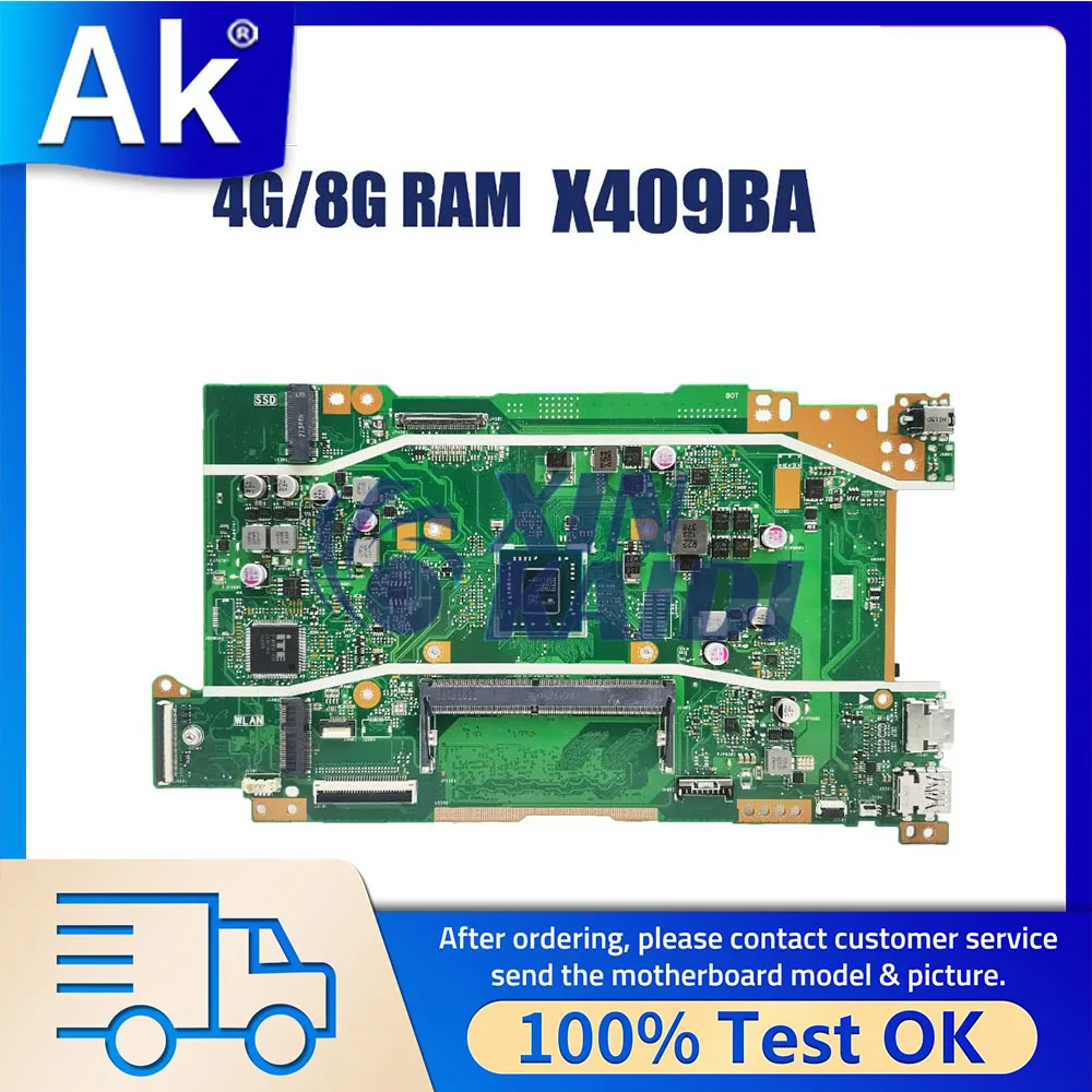 

Notebook Mainboard For ASUS VivoBook X409B M409BA M509B X509B X509BA Laptop Motherboard A4-9125 A6-9225 A9-9425 CPU 4G 8G RAM