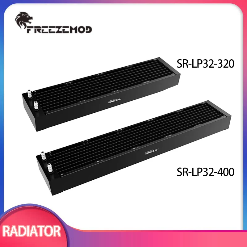 FREEZEMOD Server 2U Water-Cooled Heat Sink 320/400mm Aluminum Radiator with Outer Diameter 7.5mm Fitting for 8cm Fan SR-LP32-320