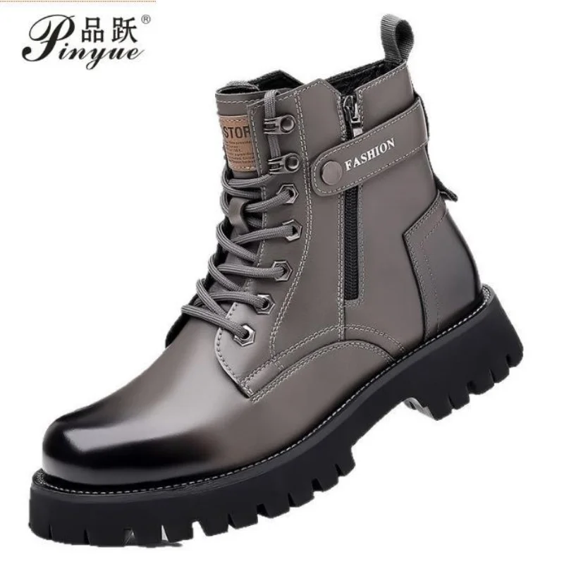 

Мужские зимние ботинки-полусапоги в американском стиле, высокие, из натуральной кожи, для активного отдыха, с хлопково-шерстяной подкладкой, на подошве из телячьей кожи, рабочие, короткие.