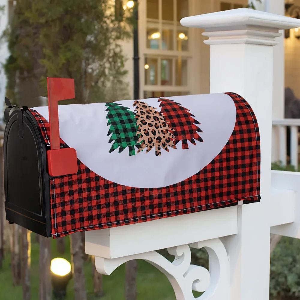 Outdoor Festive Mailbox Decor Christmas Holiday Ornament Cartoon Print Durable Oxford Fabric Yard Garden Mail Wrap