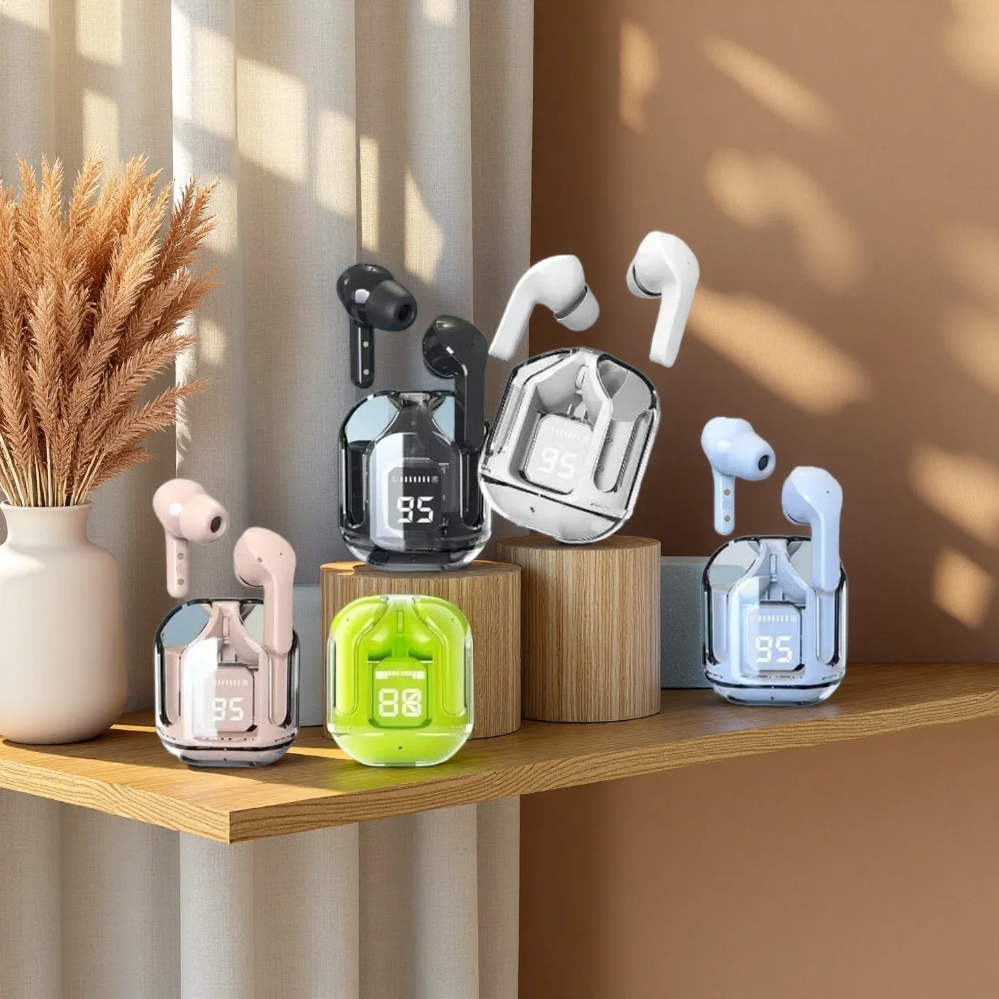 الأصلي بلوتوث 5.3 TWS سماعة بلوتوث لاسلكية شفافة HIFI الصوت سماعة رأس لاسلكية جودة سماعة للهواتف الذكية