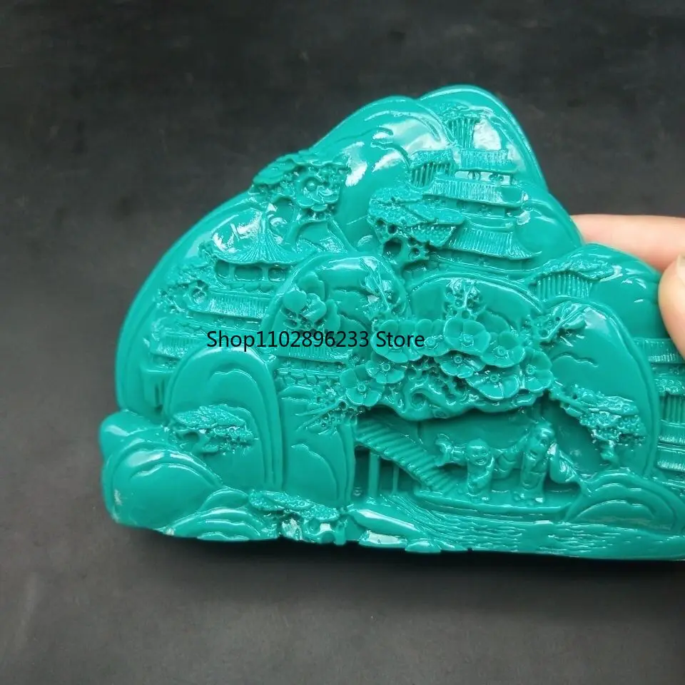 Optimization of Turquoise Fine Carving Landscape Ornament High Porcelain Blue Landscape Ornament