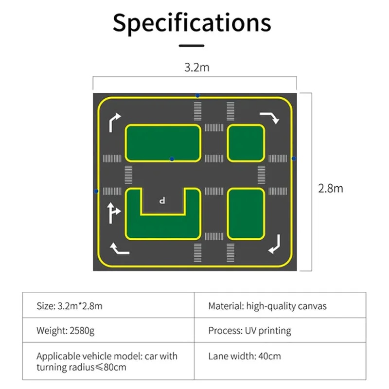 Tela di stampa UV della mappa della pista del pilota automatico di Yahboom (2.8m * 3.2m)