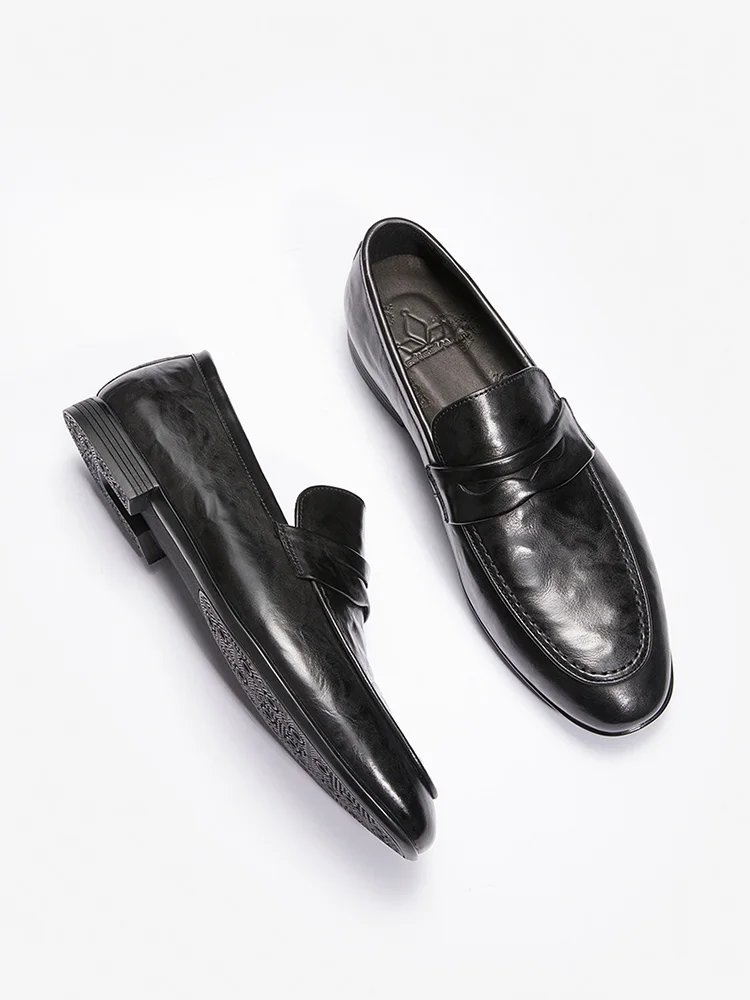 

Summer Business Formal Casual Leather Shoes Slip-On Loafers Trendy British Style Men's Genuine Leather Casual Leather Shoes