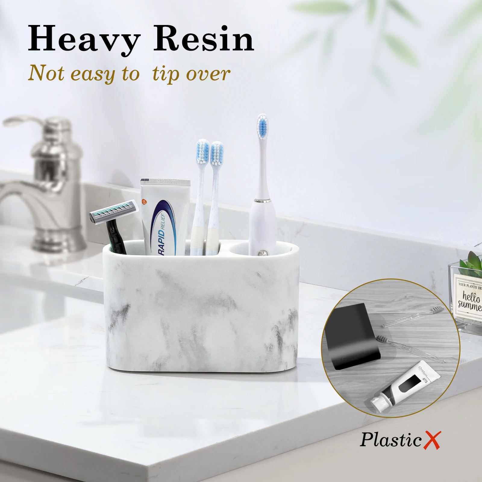 Luxspire Toothbrush Holder 2 Slots Toothbrush and Toothpaste Holders for Bathroom Electric Toothbrush Stand for Countertop
