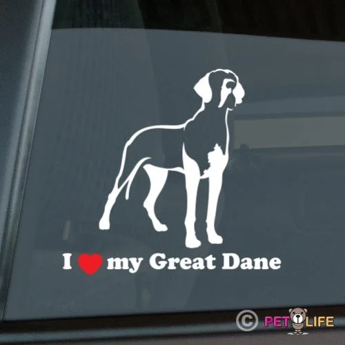 

I Love My Great Dane Sticker Die Cut Vinyl - German Mastiff v2 car decals