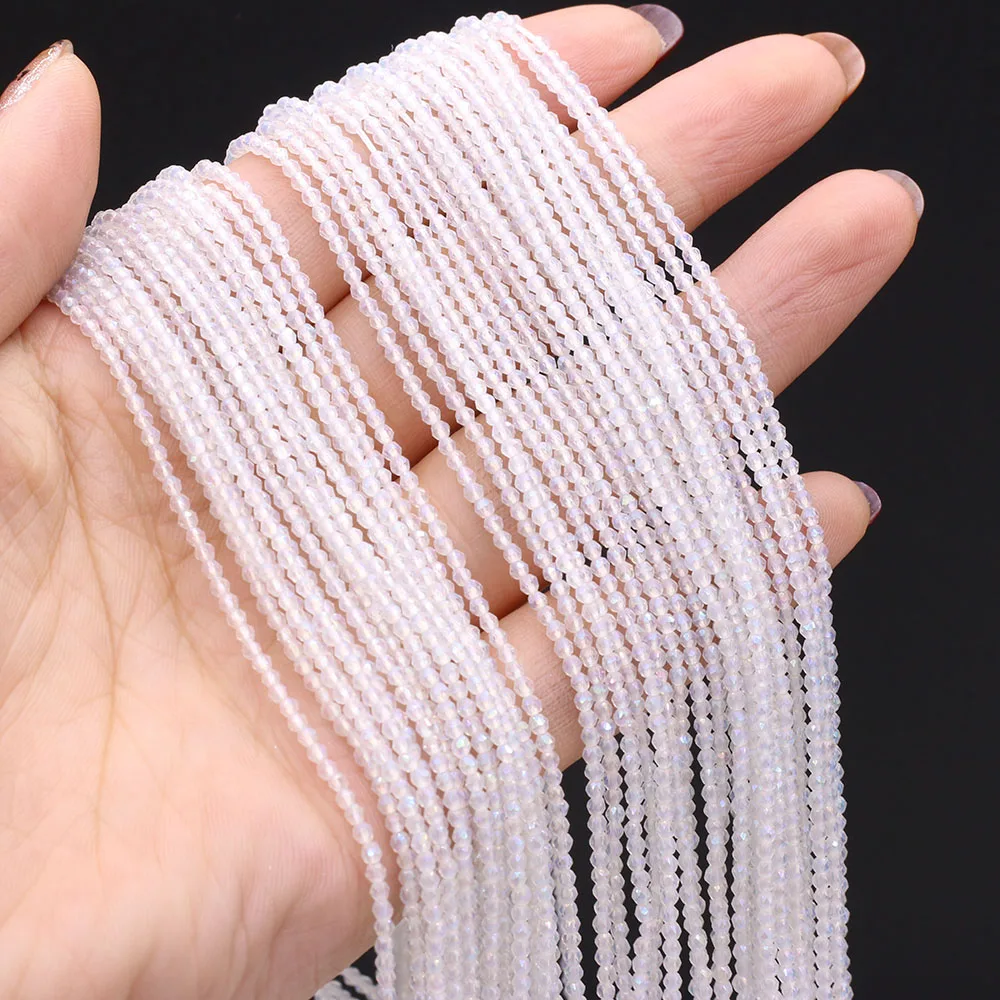 5 Strands Natural Stone Beads Plating Color Faceted Crystal Stione Spacer Loose Beads Bracelet DIY Jewelry Making Necklace 2/3mm