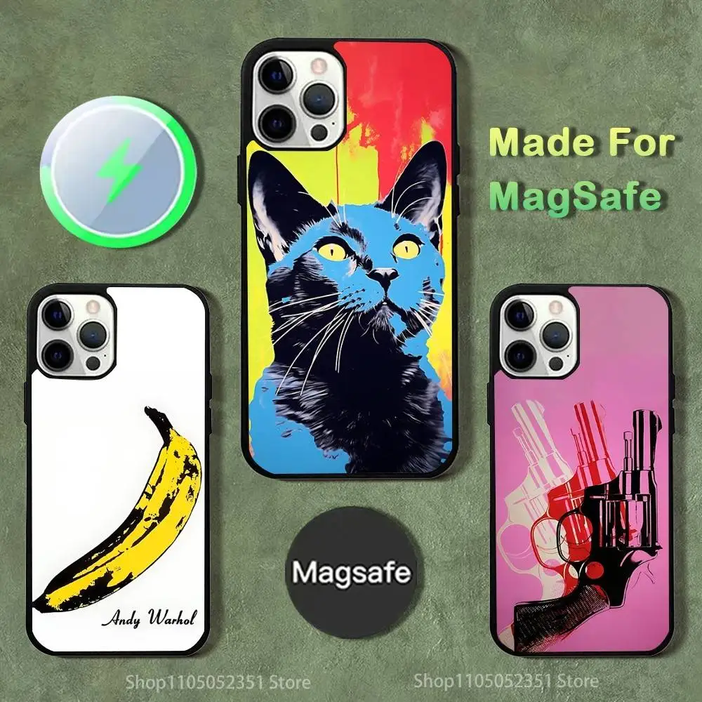

A-Andy W-Warhol Art Phone Case For iPhone 16,15,14,13,12,11,Pro,Max,Plus,Mini,SE4,E Magnetic Magsafe Wireless Charging