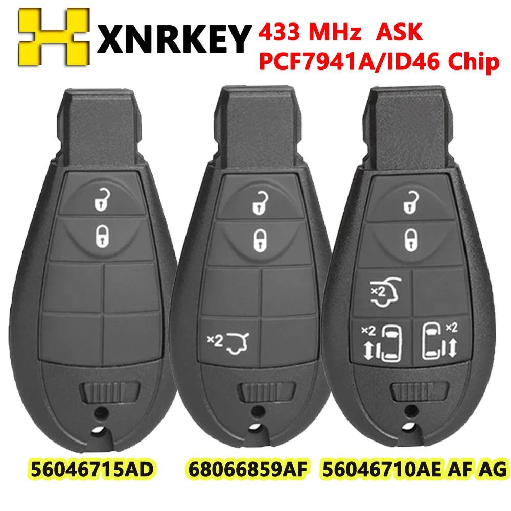 XNRKEY 2/3/5B 433Mhz Remote Smart Key Fob For C-hrysler Jeep Dodge Grand Caravan Durango Charger Journey With ID46/7941A Chip