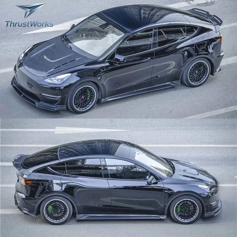 

ThrustWorks New Authentic Carbon Fiber Rear Diffuser Front Lip Tail Wing Side Skirt Sui Model Y