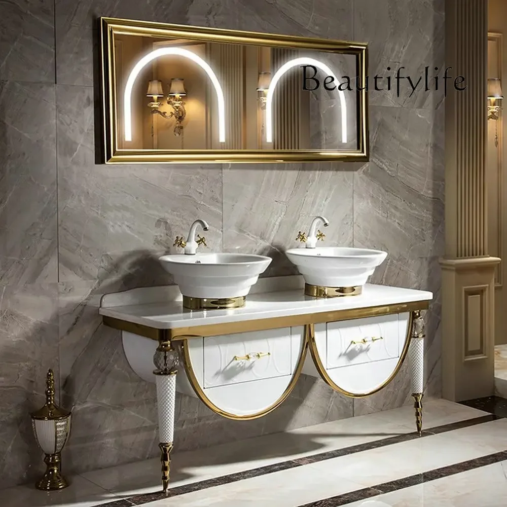 Nn MAEBOW Modern Stylish Stainless Steel Sink Cabinet Set Durable Bathroom Vanities Vanity Special Counter Mirror Combo