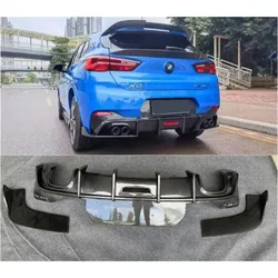 Real Carbon Fiber Rear Bumper Diffuser Spoiler  Side Aprons Angle With Exhaust Tips For BMW X2 F39 2018 2019 2020 2021 2022