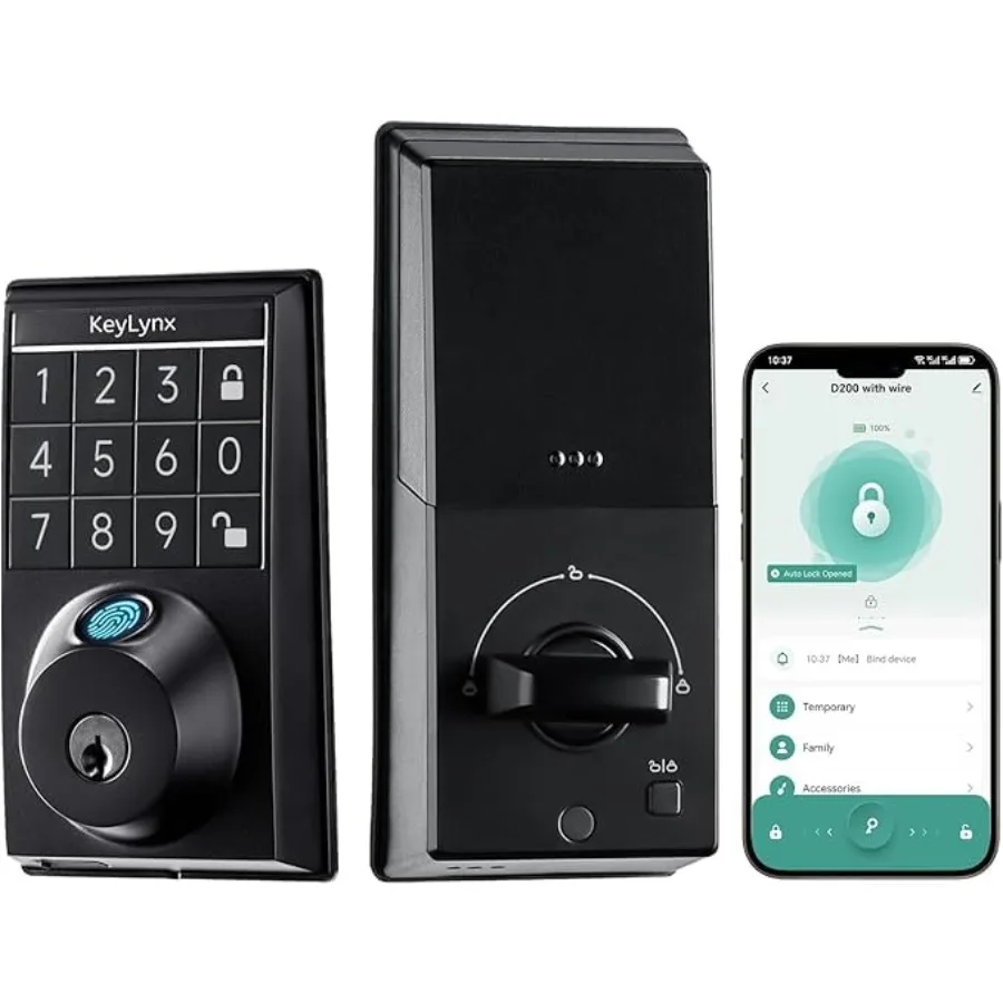 

4-in-1 Smart Door Lock with APP Control, Fingerprint Door Locks with Keypad Deadbolt, Keyless Entry Door Lock with Auto-Locking