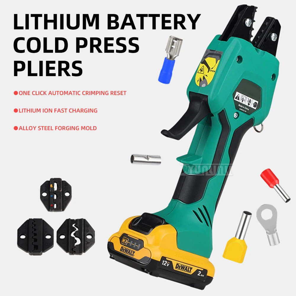 Electric Crimping Pliers Rechargeable Cold Crimping Pliers Wire Crimping Tool Terminal Pre-insulated Tubular Bare Crimping Tool