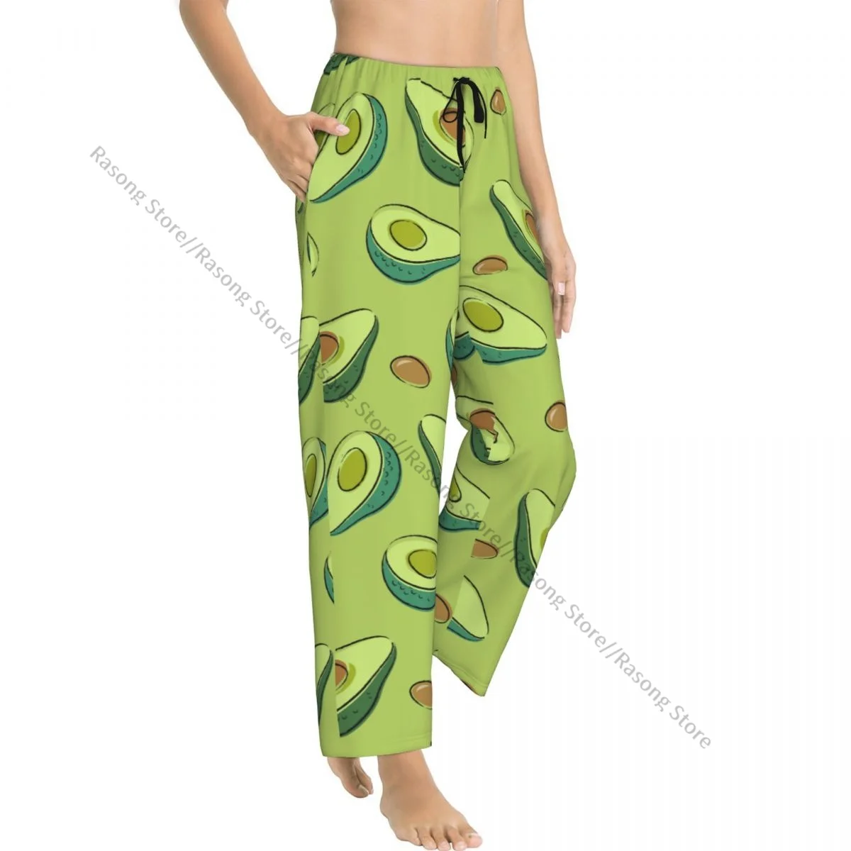 Cozy Flannel Pajama Pants for Women Avocado With Bone Sleep Bottoms Home Loungewear