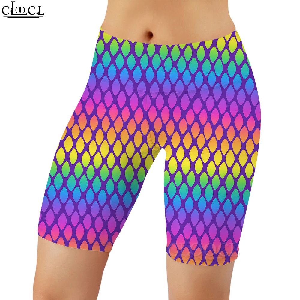 

CLOOCL Fashion Sweatpants Women Legging Colorful Grid Graphics Print Casual Legging Female Gym Workout Stretch Skinny Shorts