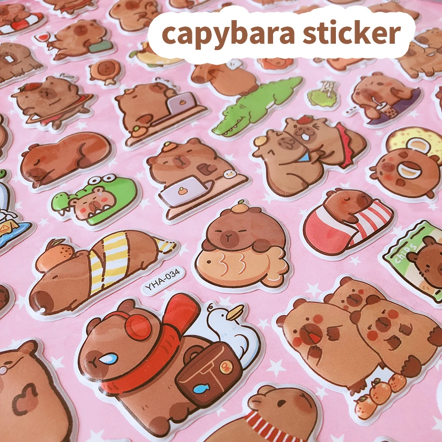 Terug Naar School Kawaii Briefpapier Levert Vintage Scrapbooking Benodigdheden Kinder Stickers Esthetische Capibara Stickers Pack