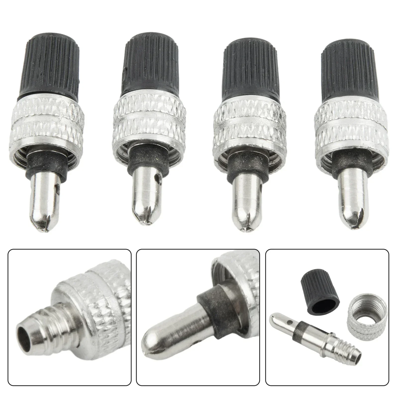 4pcs Bicycle Tube Valve MTB Road Bike Air Nozzle Cycling Replacement Dunlop Valve Germany Valve Adapter Bicycle Wheel Valve