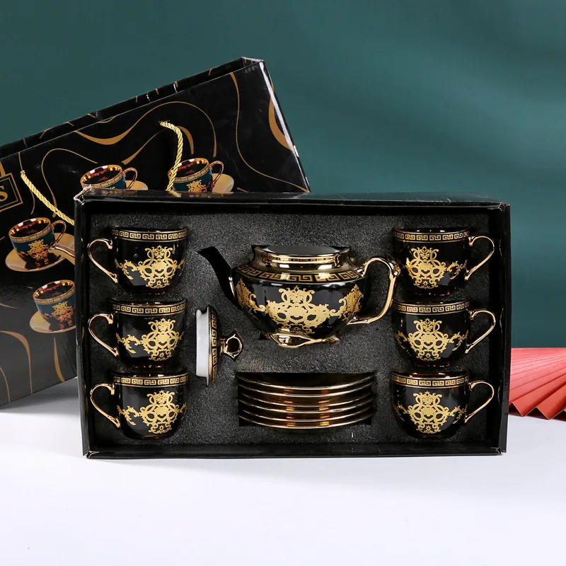 Cross-border Middle East Turkish Teapot Business Gift European-style Ceramic Tea Set  Suit Creative Coffee Cup Pot view 3