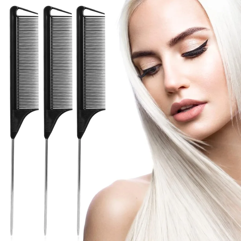 Stainless Steel Pointed Tail Hair, Hair Comb Hair Brush Salon Hair Styling Tool Hair Comb, Special for Real Hair Wigs
