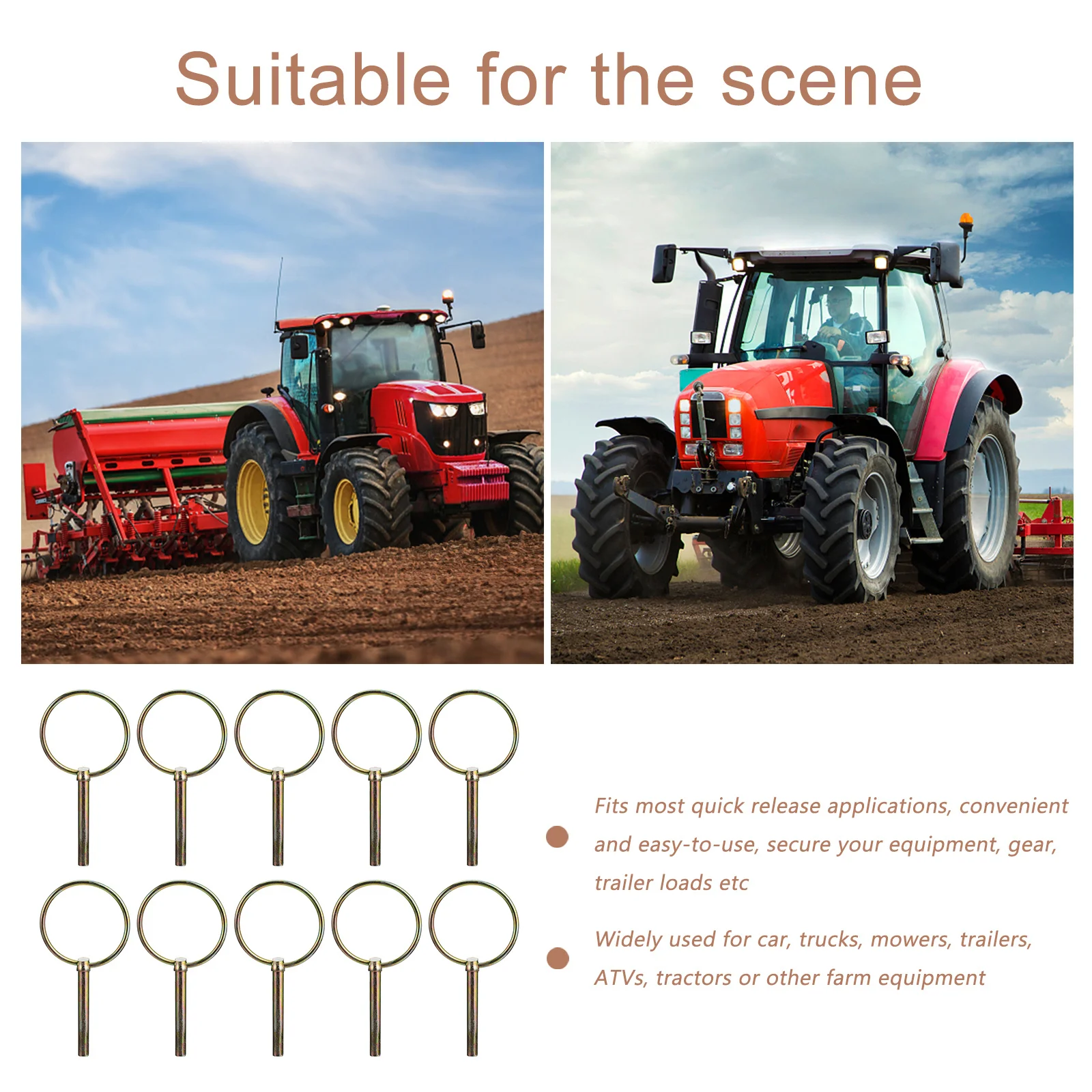 

10Pcs Spring-Loaded Lynch Pin Heavy Duty Zinc Plated Carbon Steel Trailer Coupler Lock for Farm Tractors Lawn Garden Hitch