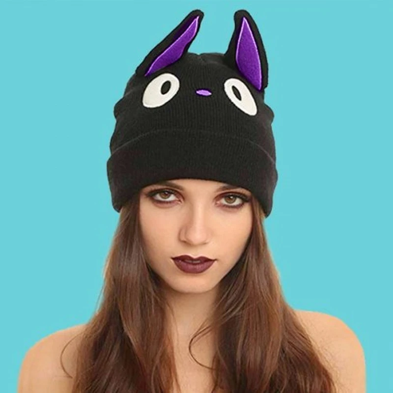 Cartoon Cute Anime CAT Hat  Delivery Service Cat Black Cat Beanie Winter Warm Wool Blends Warm Knitted Cap  Cosplay  Hat