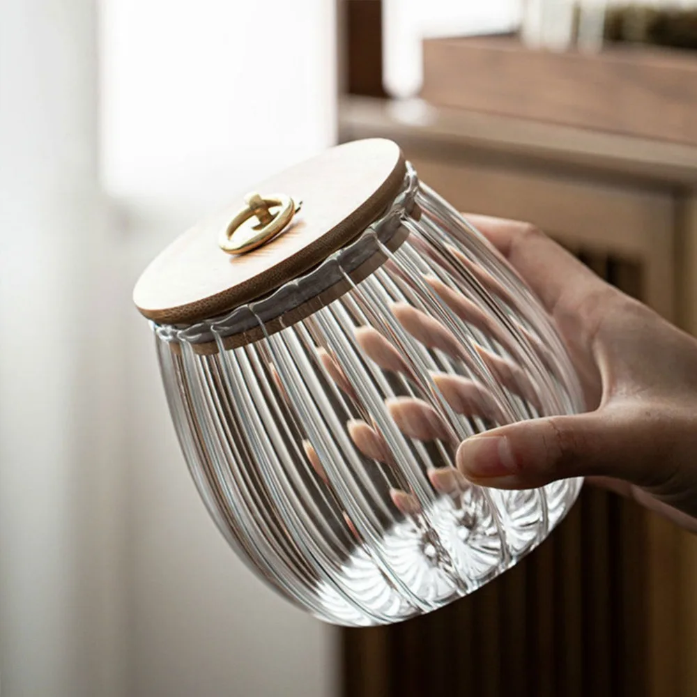Kaffee Süßigkeiten Gläser Körner Vorrats flaschen Glas Holzdeckel Behälter Glas luftdicht Kanister Lebensmittel behälter