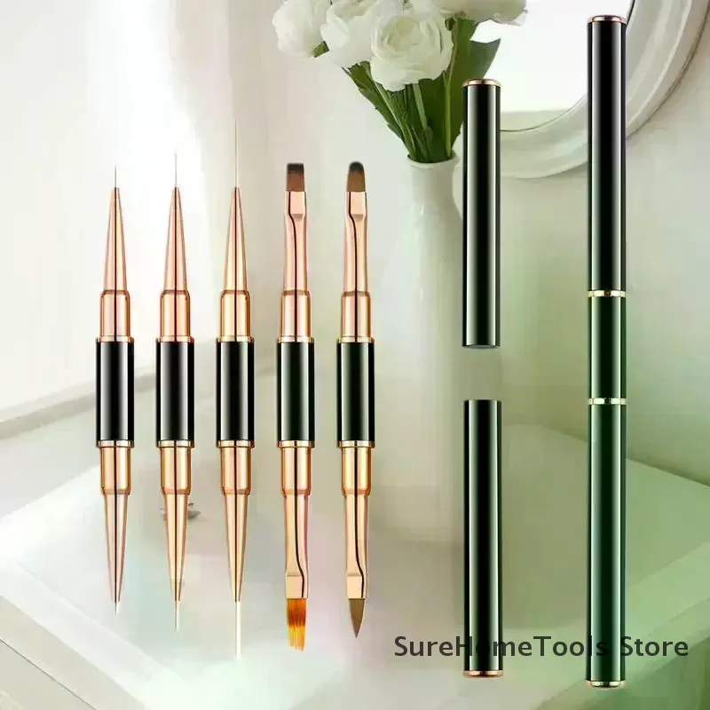 5 قطع من فرش تزيين الأظافر ذات نهاية مزدوجة - قلم رسم بتفاصيل بطانة رفيعة ثلاثية الأبعاد لتزيين الأظافر أدوات مانيكير ذاتية الصنع للاستخدام المنزلي #5