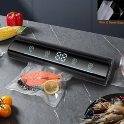 Kitchen Vacuum Sealer Touchscreen Degasser Digital Display Home With Voice Prompt Vacuum Packaging Machine Comes with 10 bags