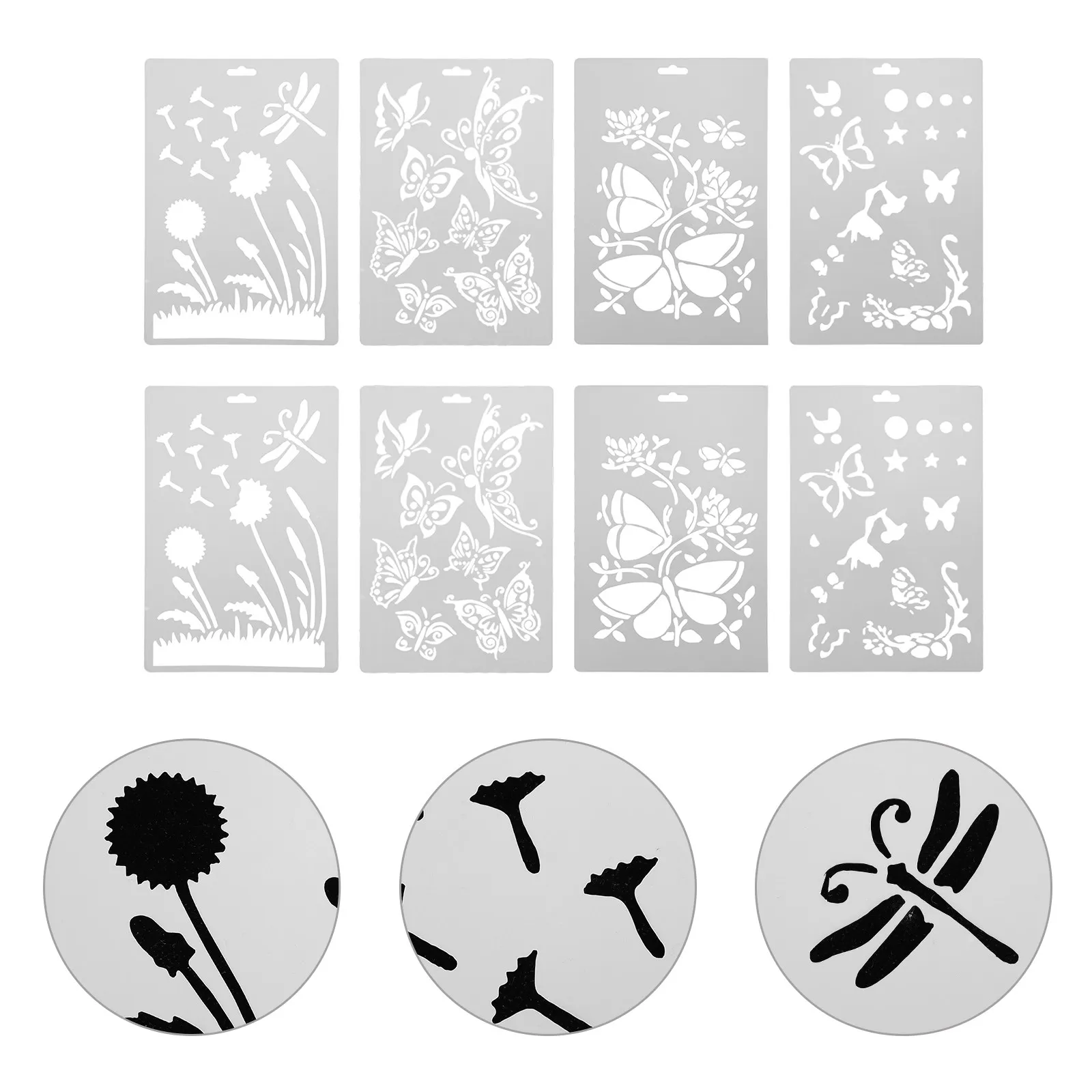 

8pcs Spray Mould Hollow Painting Template Stencils DIY Drawing Mould Projects Reusable PET Material Art Supplies