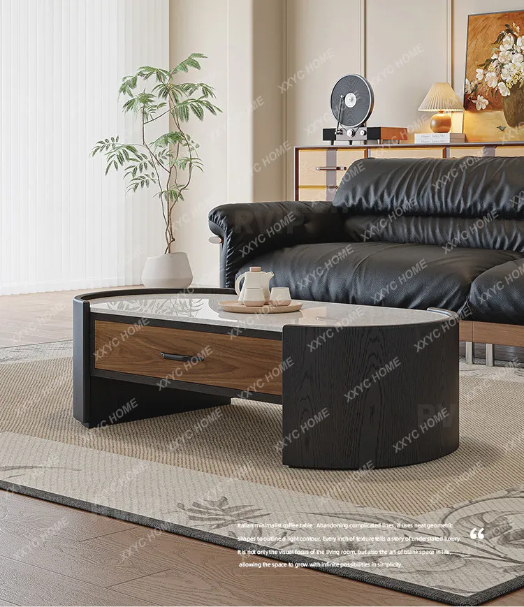 

Medieval marble coffee table natural luxury stone living room retro oval small apartment double tea table