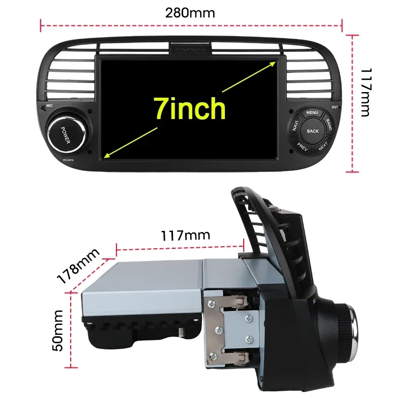 Srnubi Android 12 Car Radio for FIAT 500 2007 - 2015 Wireless Carplay Wired Auto Stereo Multimedia Player Auto 7 inch Head Unit