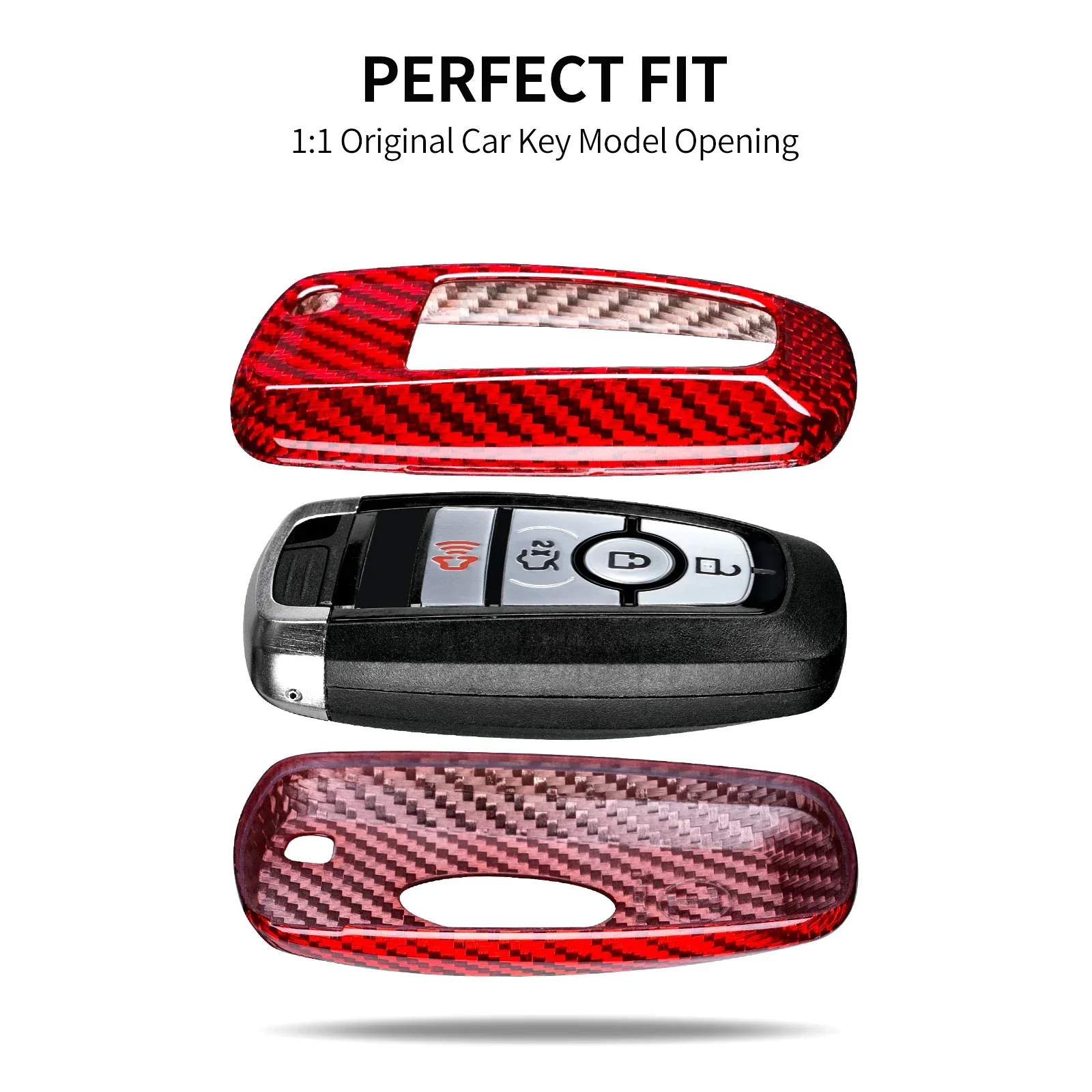 Carbon Fiber Key Fob Cover For Ford F150 Explorer Fusion Mustang Escape Edge Ranger Expedition Smart Key Accessories 4 Buttons