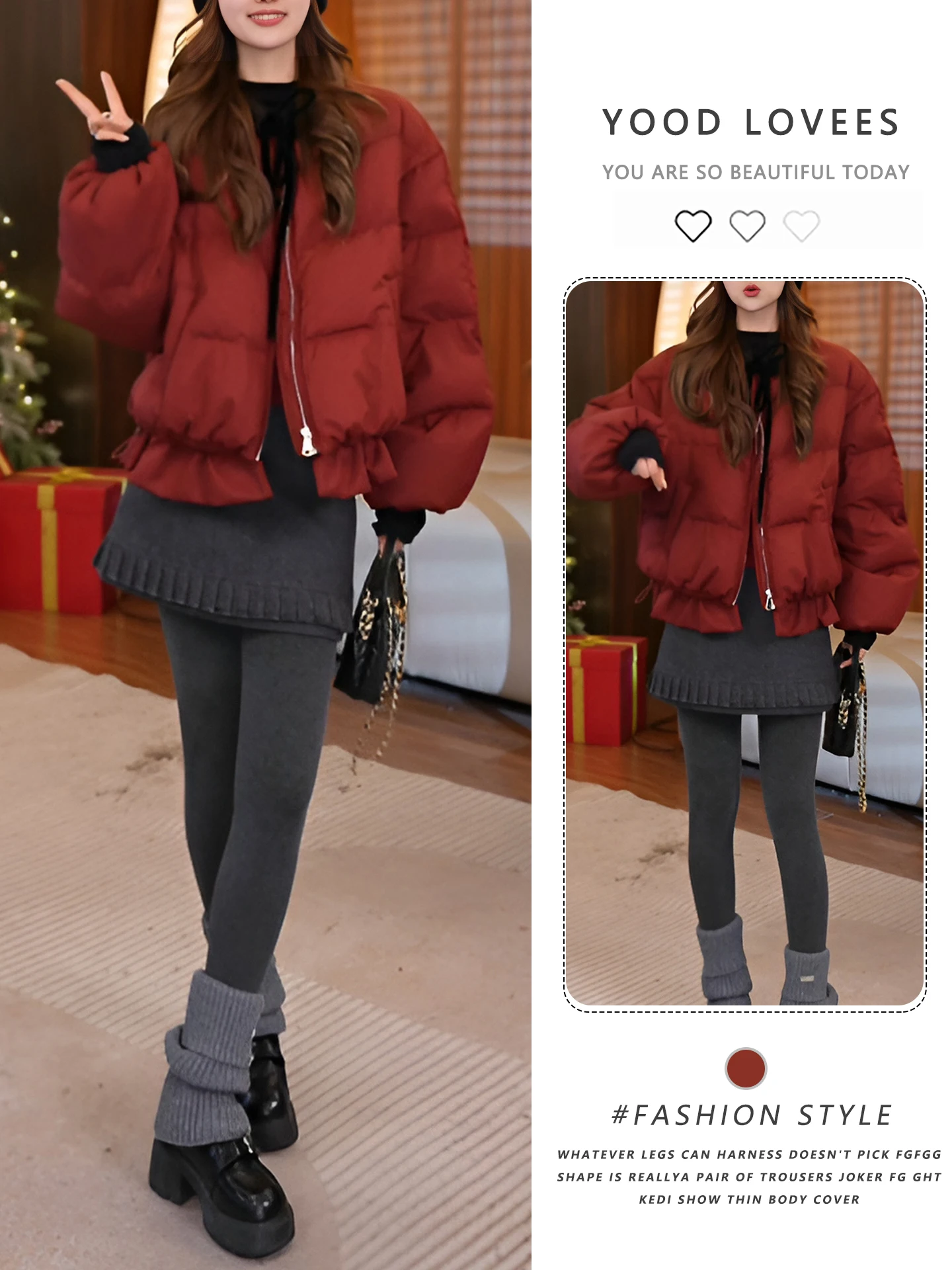 Korean Style Christmas Red Thickened Short Cotton Jacket Women's Warm New Year Unique Beautiful Winter Clothes Outerwear
