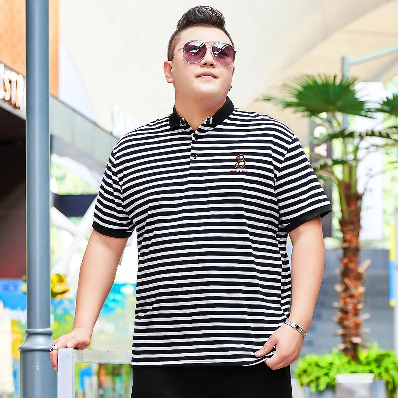 

plus Size Men's Short Sleeve Turn-down Collar T-shirt Fashionable Mid-aged Half Sleeve Collared Casual Body T-shirt Fat Man S...